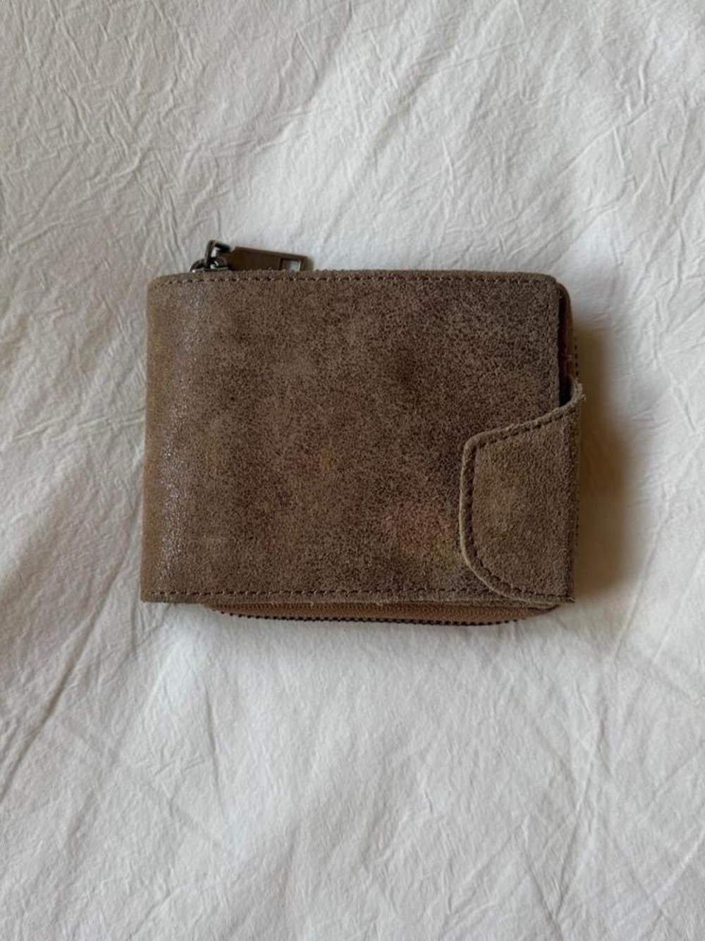 Latico Suede Brown Wallet with Snap Closure